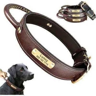 Personalised Leather Dog Collar Set with ID Tag