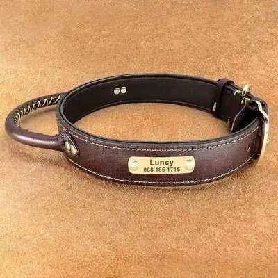 Personalised Leather Dog Collar Set with ID Tag